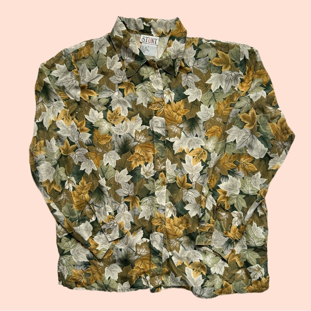 Vintage 90s Stunt Silk Long Sleeve Button Down Floral AOP Unisex Large